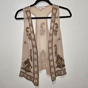 Sheer Boho beaded tan racer back vest made in India